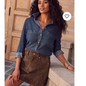 Chocolate Brown Suede Mini Skirt Maggy Baum Size 40 Small